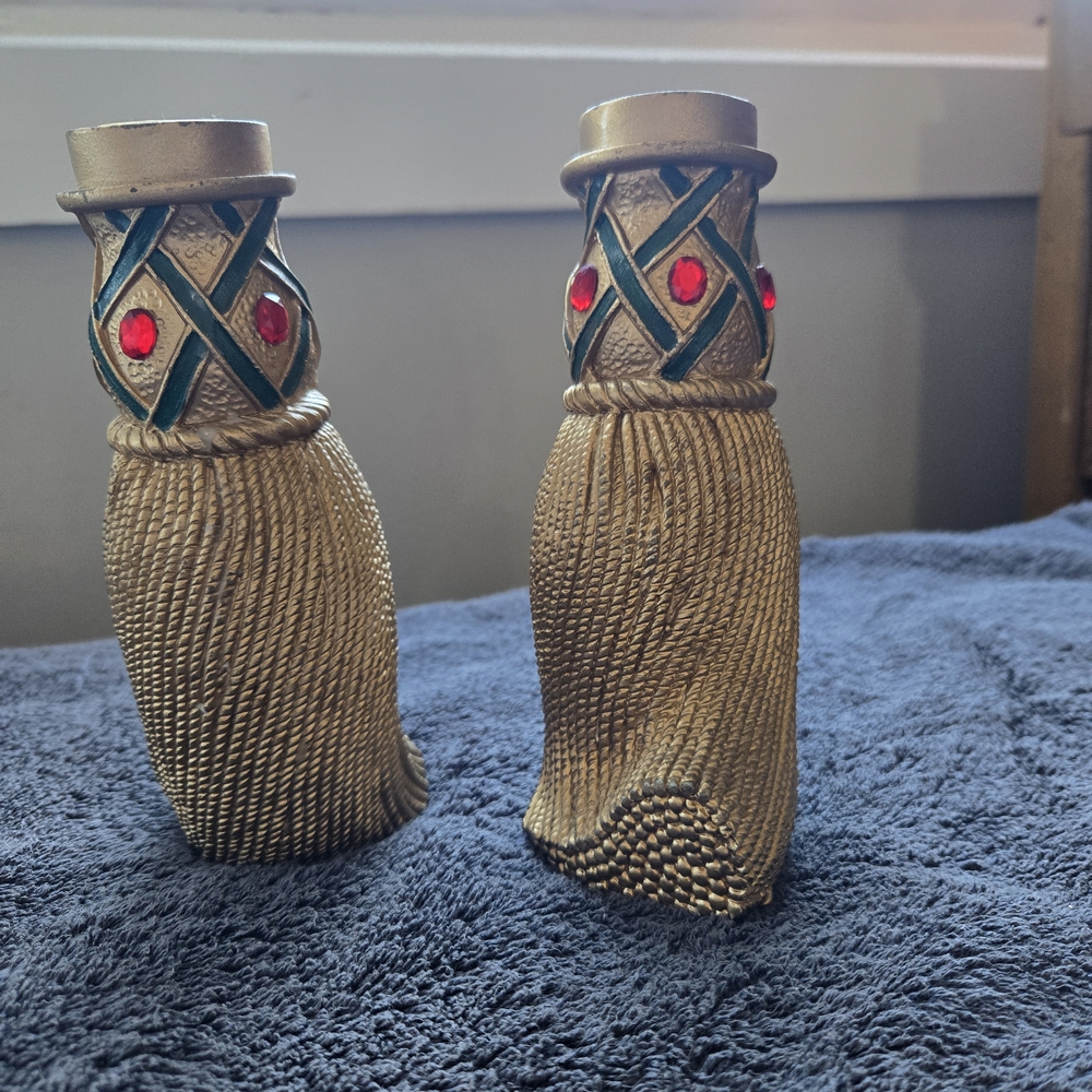 Elegant Gold and Red Candle Holders